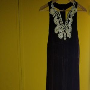 INC Brown long embellishment white  elegant dress.
